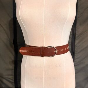 Leather Belt Women's Vintage Classic Stitched Burgundy Accessories Elegant